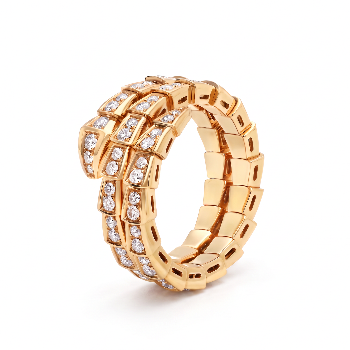 Serpenti Coiled Full-pavé Double Row Ring