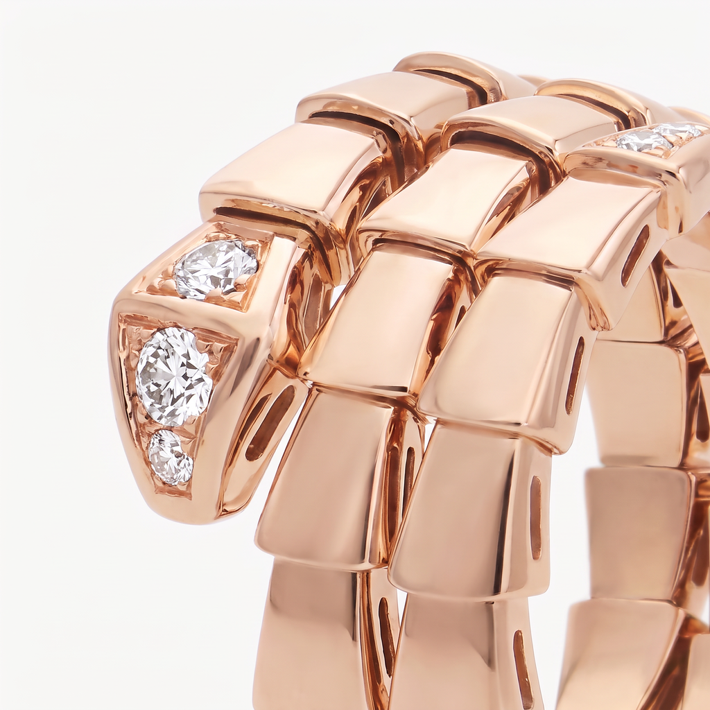 Serpenti Coiled Half-pavé Double Row Ring