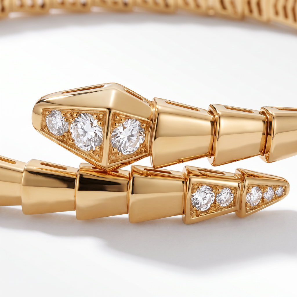 Serpenti Coiled Half-pavé Viper Bracelet