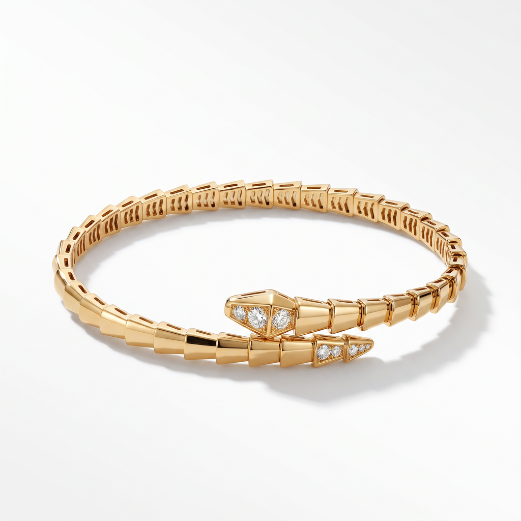 Serpenti Coiled Half-pavé Viper Bracelet