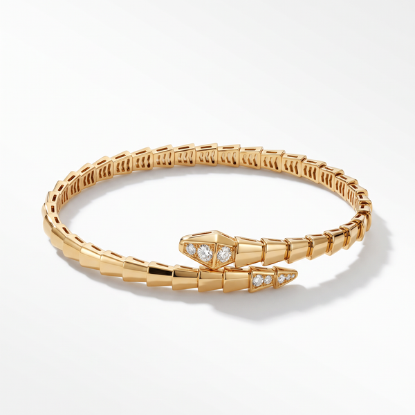 Serpenti Coiled Half-pavé Viper Bracelet