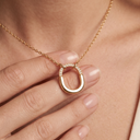 Small T Lock Half-paved Pendant Necklace