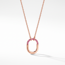 Small T Lock Rose Tone Pendant Necklace