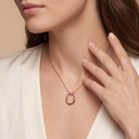 Small T Lock Rose Tone Pendant Necklace