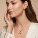Small T Lock Rose Tone Pendant Necklace