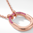 Small T Lock Rose Tone Pendant Necklace