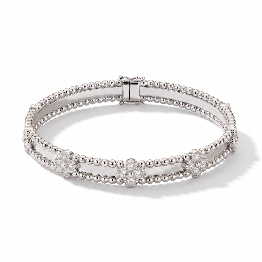Sweet Clovers Pavé Beaded Bracelet