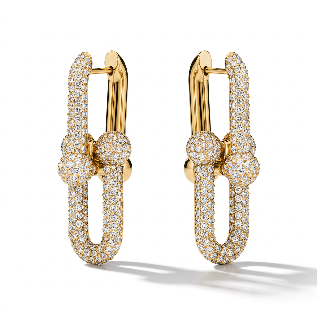 T Hardwear Full Diamond Large Link Earrings