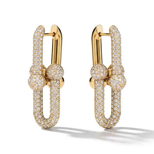 T Hardwear Full Diamond Large Link Earrings
