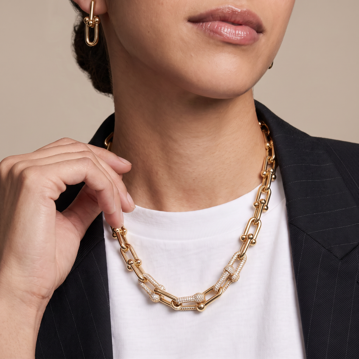 T HardWear Gold Station Link Necklace