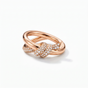T Knot Half-Pavé Double Row Ring