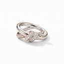 T Knot Half-Pavé Double Row Ring