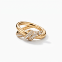 T Knot Half-Pavé Double Row Ring