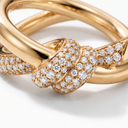 T Knot Half-Pavé Double Row Ring
