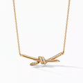 T Knot Half-pavé Pendant Necklace