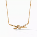 T Knot Half-pavé Pendant Necklace