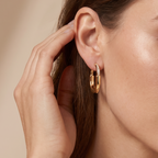 T Lock Medium Hoop Earrings