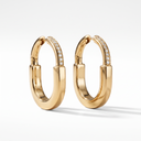T Lock Medium Half-paved Hoop Earrings
