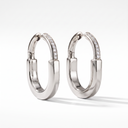 T Lock Medium Half-paved Hoop Earrings