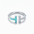 T Turquoise Half-Paved Wire Ring