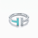 T Turquoise Half-Paved Wire Ring