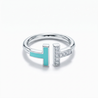 T Turquoise Half-Paved Wire Ring