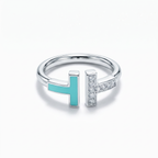 T Turquoise Half-Paved Wire Ring