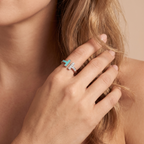 T Turquoise Half-Paved Wire Ring