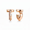 T1 Half-Paved Hoop Earrings