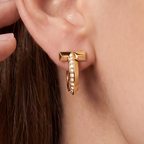 T1 Half-Paved Hoop Earrings