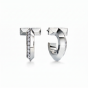 T1 Half-Paved Hoop Earrings