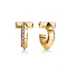 T1 Half-Paved Hoop Earrings