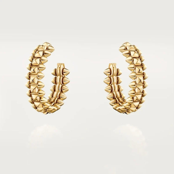 Gold Crown of Spikes – Geometric Pyramid Earrings Symbolizing Strength and Style, small Model