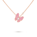 Two Butterfly Gemstone Paved Necklace