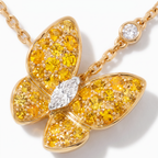 Two Butterfly Gemstone Paved Necklace