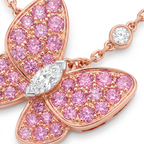 Two Butterfly Gemstone Paved Necklace