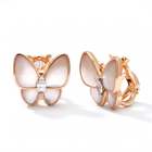 Two Butterfly Mother of Pearl Diamond Earrings