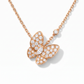 Two Butterfly Paved Necklace