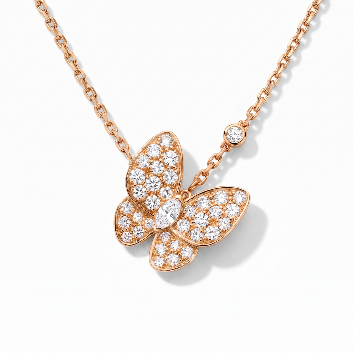 Two Butterfly Paved Necklace