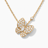 Two Butterfly Paved Necklace
