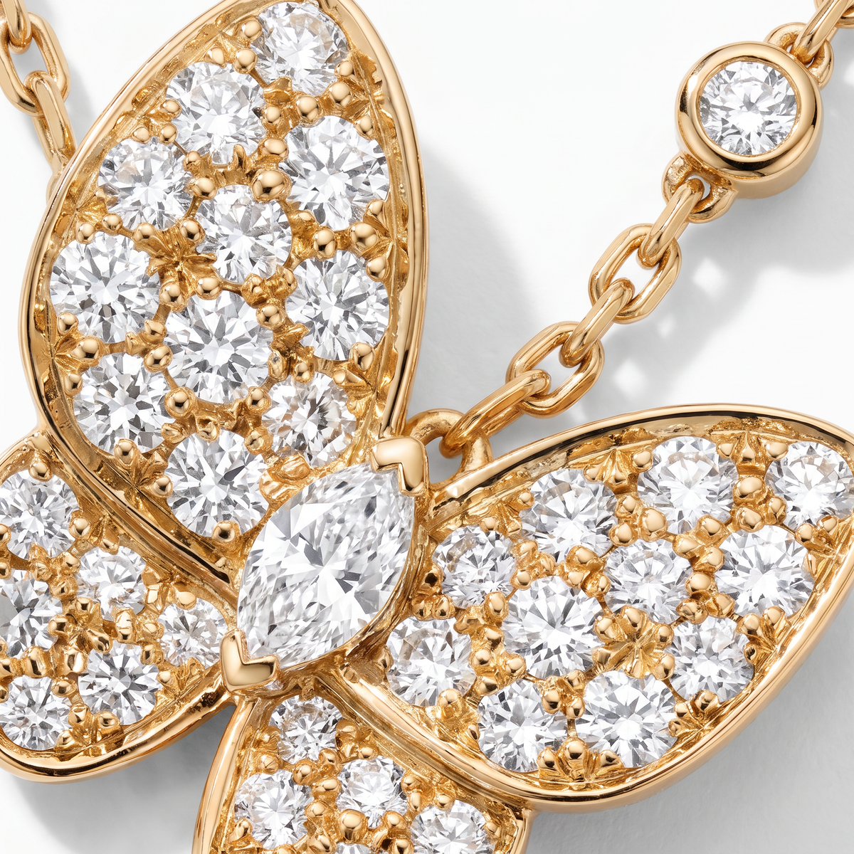 Two Butterfly Paved Necklace