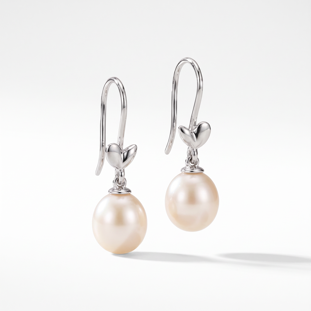 Olive Leaf Pearl Earrings