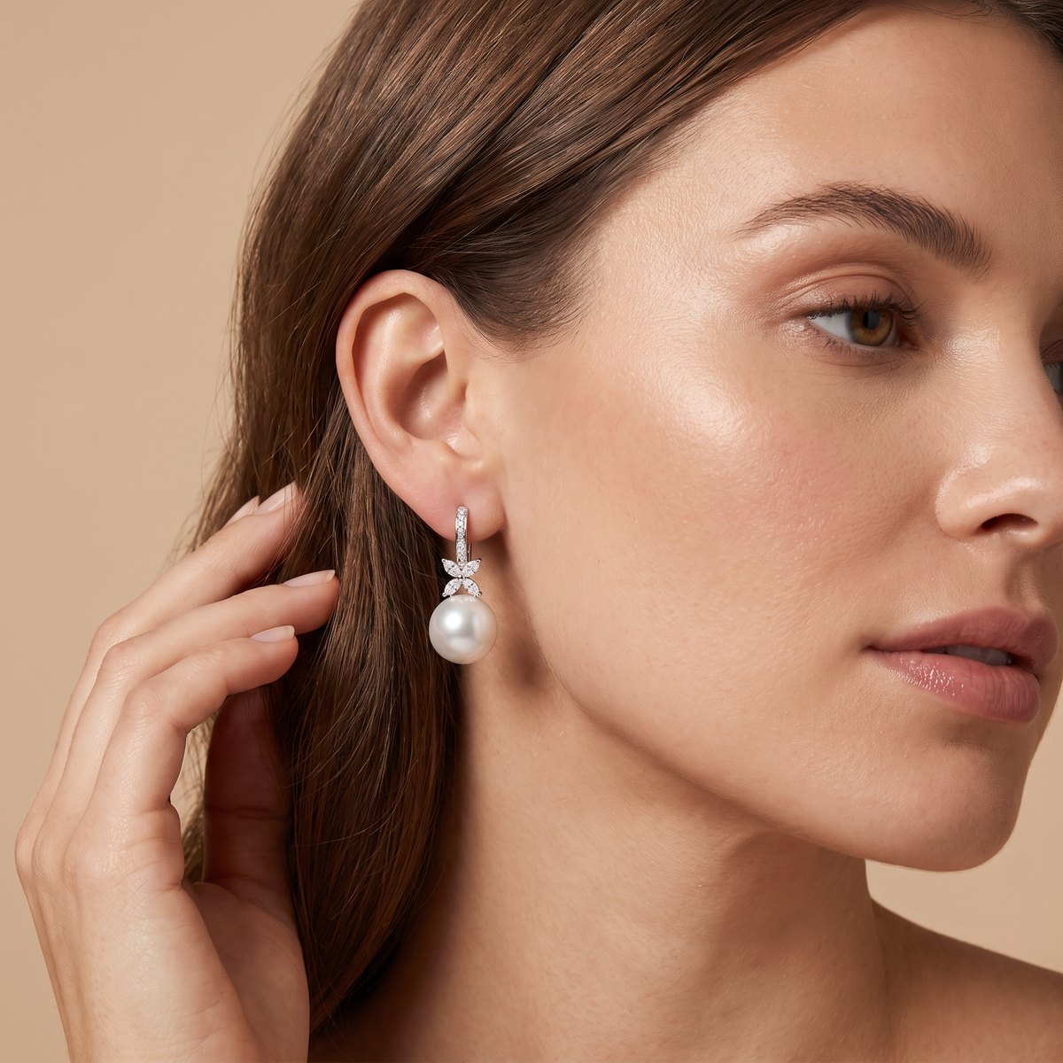 Victoria Pearl And Diamonds Drop Earrings