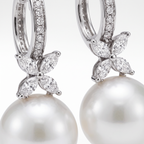 Victoria Pearl And Diamonds Drop Earrings