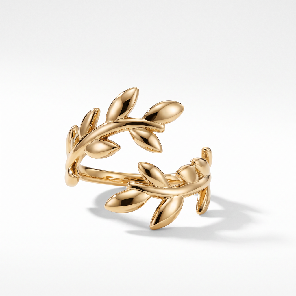 Vine Bypass Leaf Cuff Ring