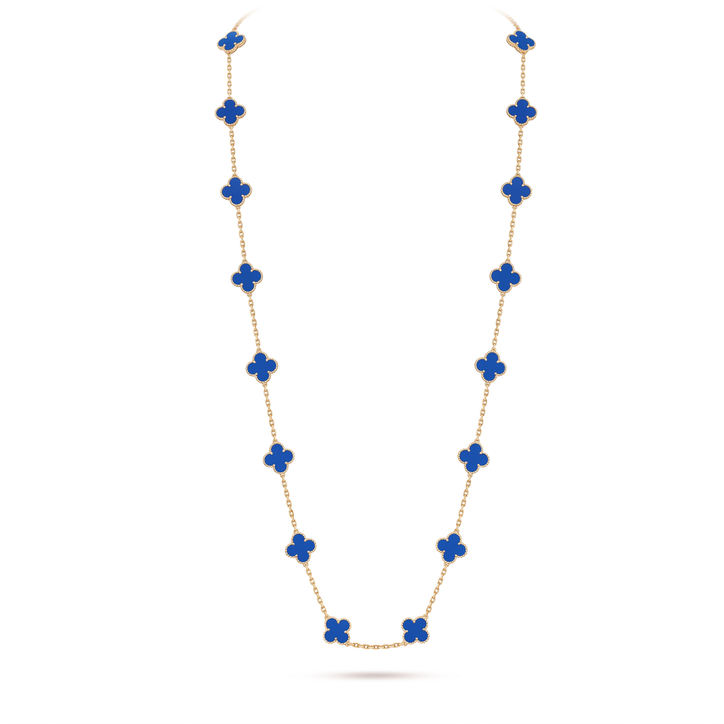 Vintage Alhambra Agate Clover 20 Motifs Long Necklace