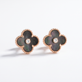 Vintage Alhambra Black Pearl 1 Diamond Clover Earrings
