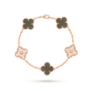 Vintage Alhambra Black Pearl And Pavé Clover 5 Motifs Bracelet