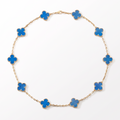 Vintage Alhambra Blue Agate 10 Motifs Necklace