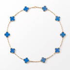 Vintage Alhambra Blue Agate 10 Motifs Necklace